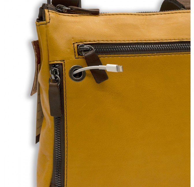 VEGETABLE TANNED CALFSKIN ZIPPED MAN'S BAG