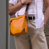 VEGETABLE TANNED CALFSKIN ZIPPED MAN'S BAG