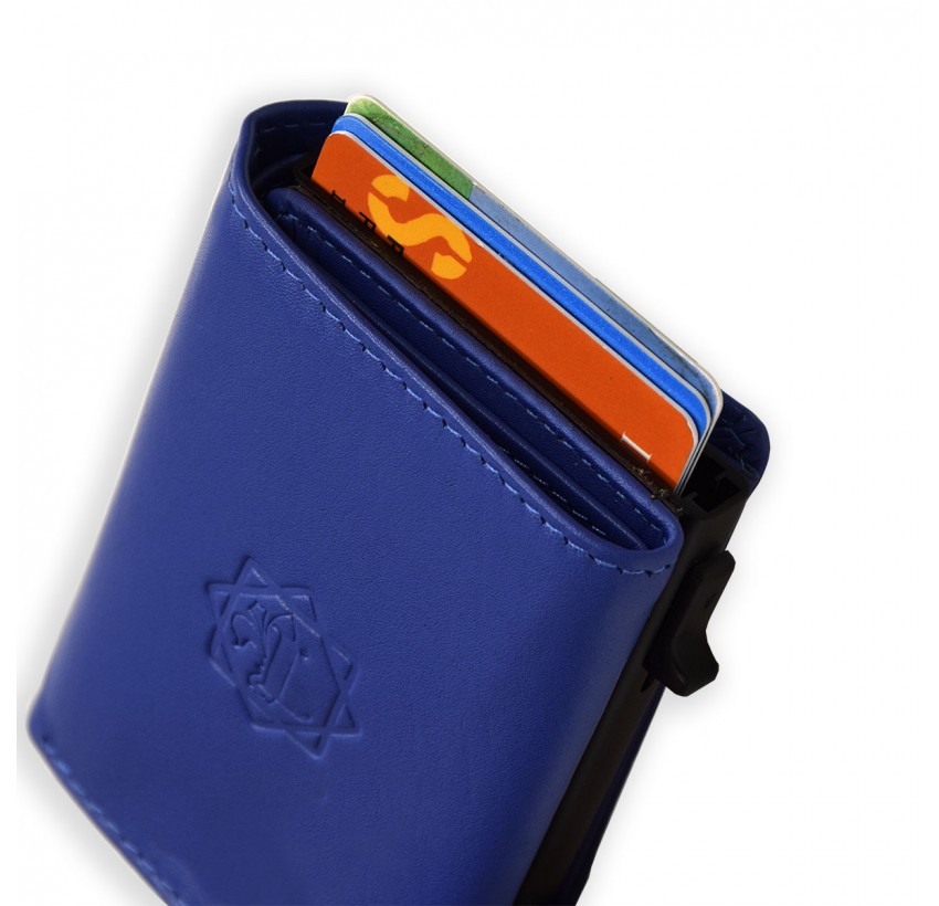 Buy the Firenze Vera Pelle Genuine Leather Wallet In Blue Box